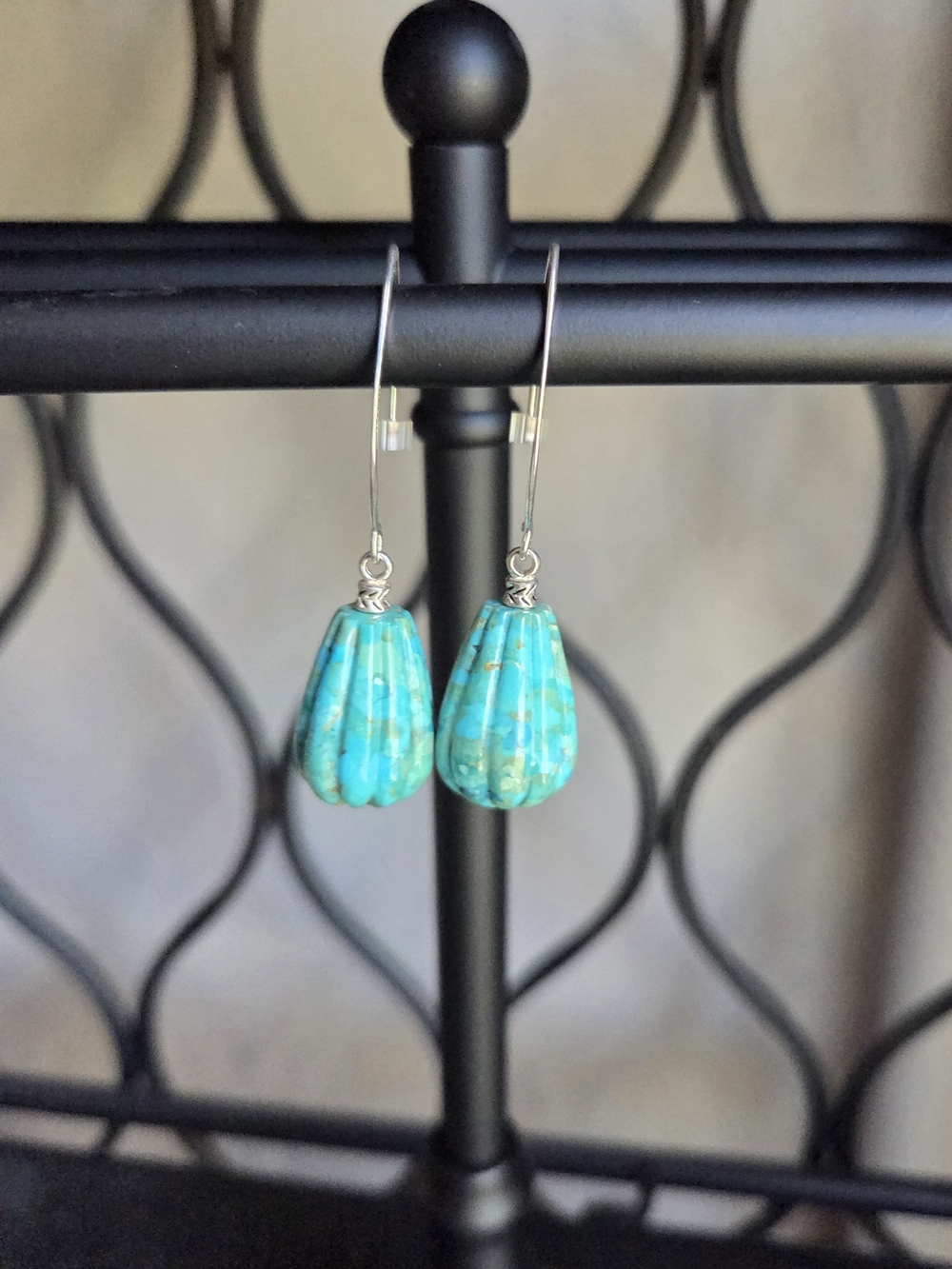 Turquoise Teardrop Dangle Earrings - Sterling Hook Turquoise Earrings